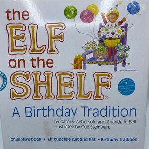 Elf on the Shelf A Birthday Tradition Bell  & Aebersold Book Cupcake Suit Hat